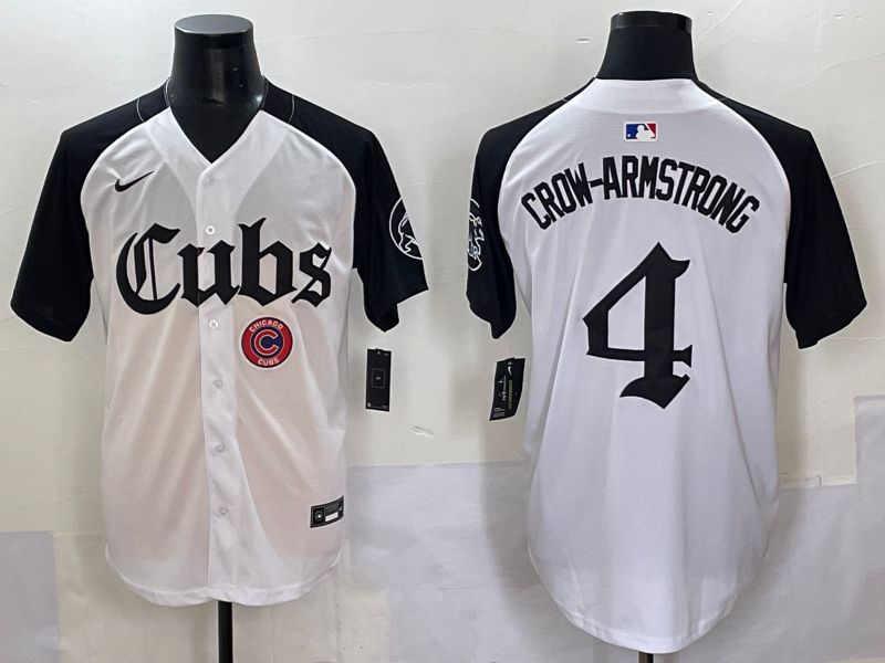Men 2025 Chicago Cubs #4 Crow-Armstrong white black Five generations Joint Name Nike MLB Jersey style 10